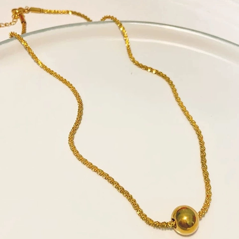 Minimalistische Goldbeschichtete Kupfer Schlangenknochenkette Halskette Mit Runder Goldperle Retro Schlüsselbeinschmuck Damen