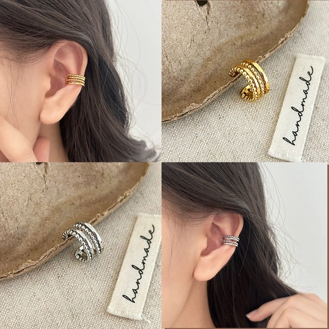 Multi Layer Kupfer Ohrklemmen Nicht Pierced Perlen Geometrisch Gold Silber Plattiert Clip On Ohrringe Damen