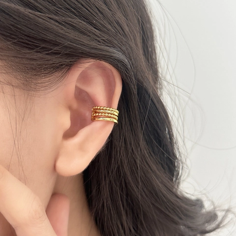 Multi Layer Kupfer Ohrklemmen Nicht Pierced Perlen Geometrisch Gold Silber Plattiert Clip On Ohrringe Damen