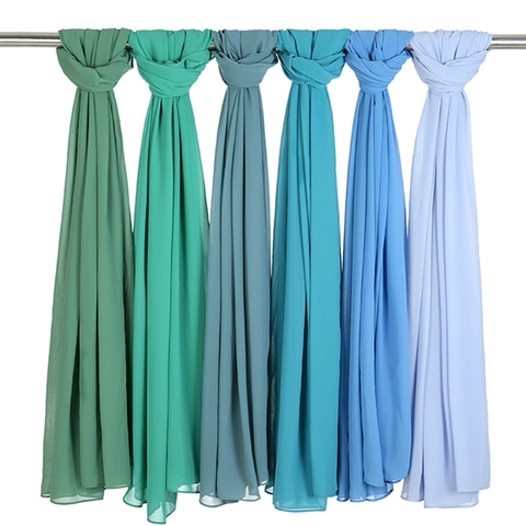 Women Breathable Artificial Pearl Chiffon Hijab Long Scarf Solid Color Lightweight Large Wrap Shawl For Muslim Lady Everyday Decorative Wear