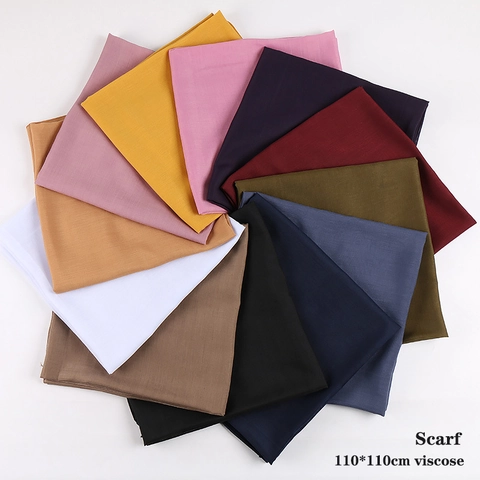 Sciarpa Quadrata In Viscosa Colore Solido Hijab Traspirante Sciarpa Leggera Avvolgente Versatile Per Donne