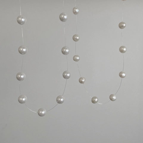 Collier Künstliche Perle Flottante Invisible Avec Ligne À Pêche Transparente Et Fermoir En Cuivre Choker Élégant Minimaliste Pour Femme