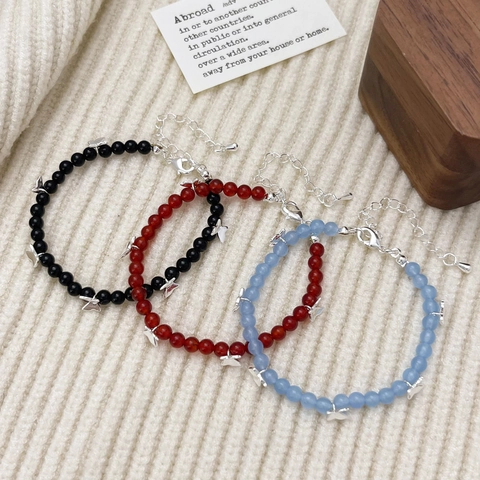 Pulsera De Cuentas De Ágata Natural Con Charms De Mariposa De Cobre Cadena De Extensión Ajustable Joyas Vintage Para Mujer