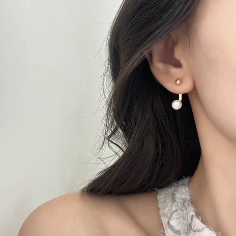 Minimalistische J Form Süßwasserperlen Ohrringe Mit Vergoldetem Kupfer Ohrstecker Geometrischer Eleganter Schmuck Für Damen
