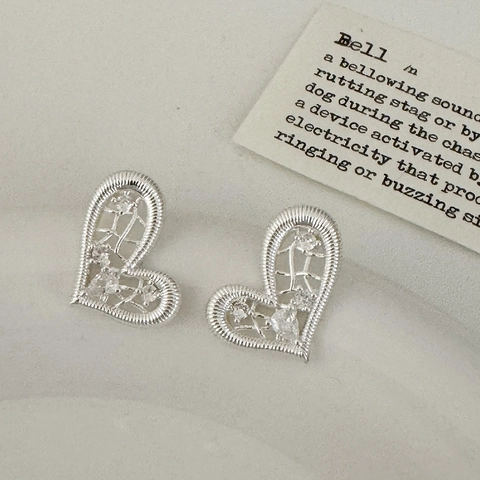 Orecchini A Lobo Cuore Fiore Trifoglio Svuotati Zircone Rame Gioielli Per Donna Moda Elegante Tonalità Argento