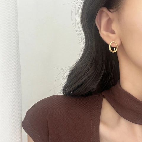 Orecchini A Lobo Geometrici Con Doppi Cerchi Intrecciati Gioielli In Rame Minimalisti Per Donna Casual Moda