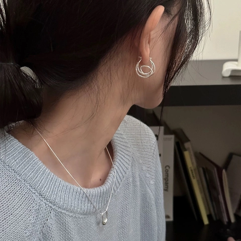 Pendientes De Aro Geométricos Entrelazados Con Pasador De Cobre Joyas Minimalistas De Capas Para Mujer