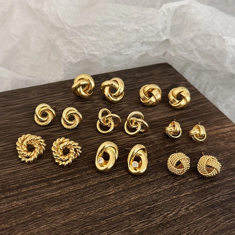 Twist Knot Ohrstecker Vergoldetes Kupfer Verflochtene Geometrische Minimalistische Schmuck Für Frauen Mode Accessoires