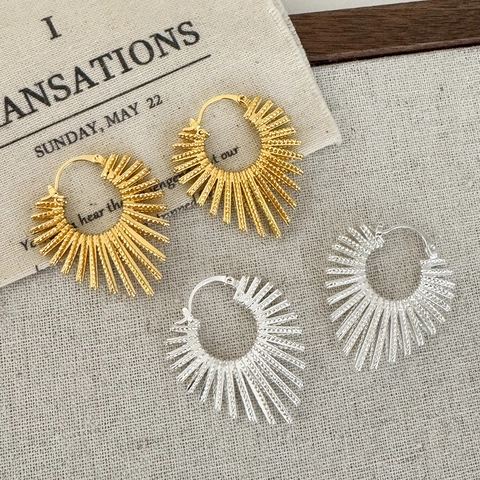 Pendientes De Aro Geométricos Retro Con Poste De Plata De Ley 925 Para Mujer Lujo Ligero Joyería De Cobre