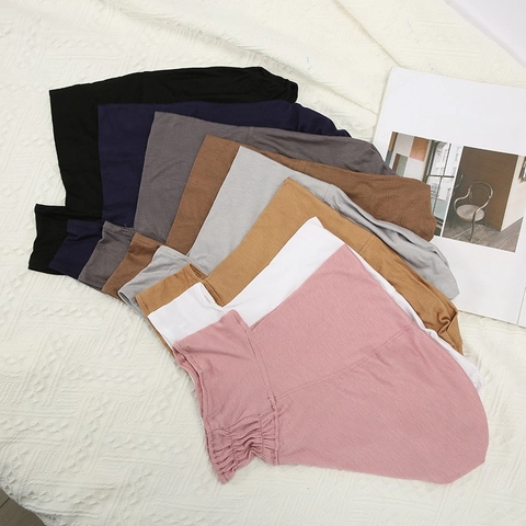Women Modal Hijab Inner Cap Elastic Ninja Underscarf Solid Color Breathable Stretch Islamic Headwear Inner Hat For Daily