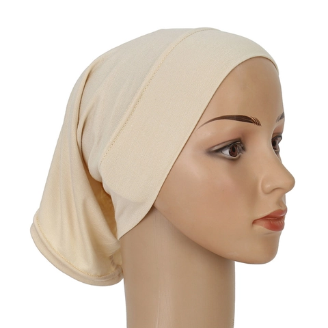 Cuffia Sotto Hijab Musulmana Colore Solido Elastico Traspirante Ninja Copertura Testa Per Donne Morbido Estensibile Copertura Collo