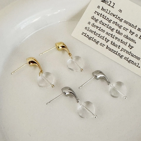 Boucles D'oreilles Pendantes Cœur En Perle De Verre Transparent Minimaliste Alliage Bijoux Élégants Pour Femmes
