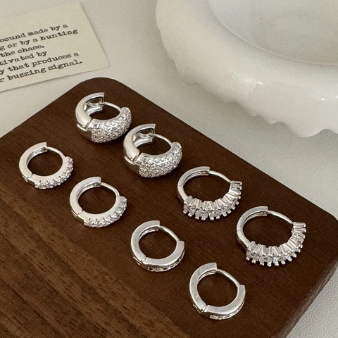 Koperen Hoop Oorbellen Zirconia Geometrisch Luxe Veelzijdige Mode Met 925 Sterling Zilveren Oorbel Post