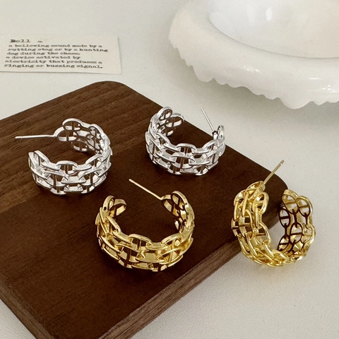 Koperen Holle Hoop Oorbellen Verguld Minimalistische Franse Stijl Geometrische Sieraden Voor Vrouwen Mode Woon-Werkverkeer Accessoire