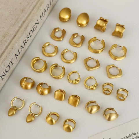 Orecchini A Cerchio In Rame Spazzolato Oro Vintage Geometrici Minimalisti Gioielli Quotidiani Per Donna Stile Squisito