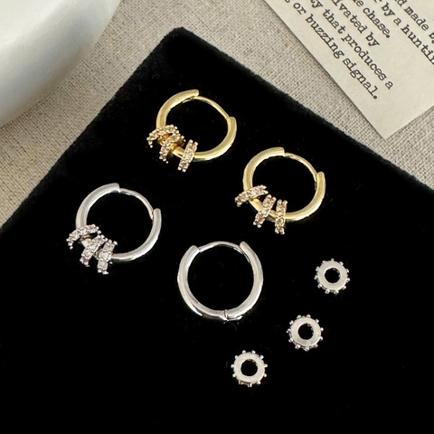 Koperen Hoop Oorbellen Met Zirconia Micro Pavé Glanzend Geometrisch Rond Huggie Voor Dames Dagelijks Licht