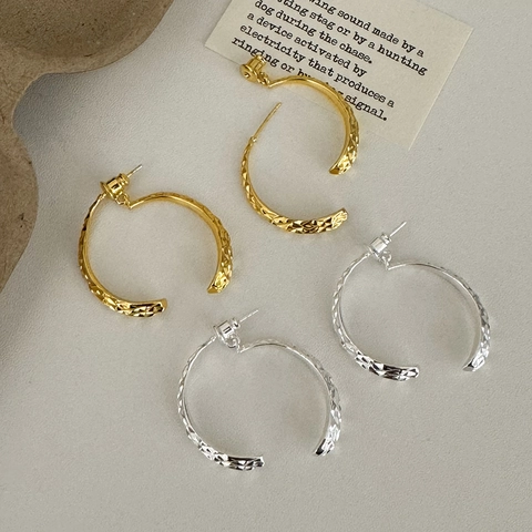 Orecchini A Cerchio A C Con Texture Martellata Stile Francese Geometrico Gioielli In Rame Per Donna Tono Oro E Argento