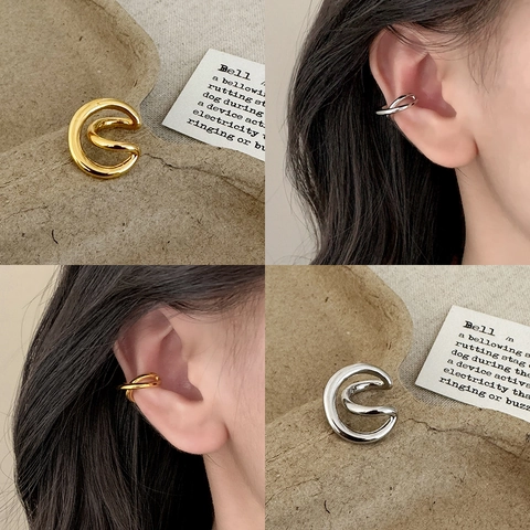 Minimalist Double Layer Cross Ear Cuff For Women Non-piercing Copper Ear Clip Daily Commute Fashion Jewelry