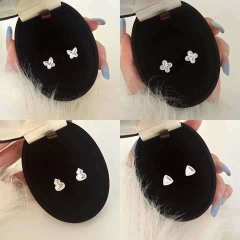 Orecchini A Lobo Farfalla Quadrifoglio Triangolo Rame Con Placcatura Oro 18K Argento Design Strutturato CNC Per Donne