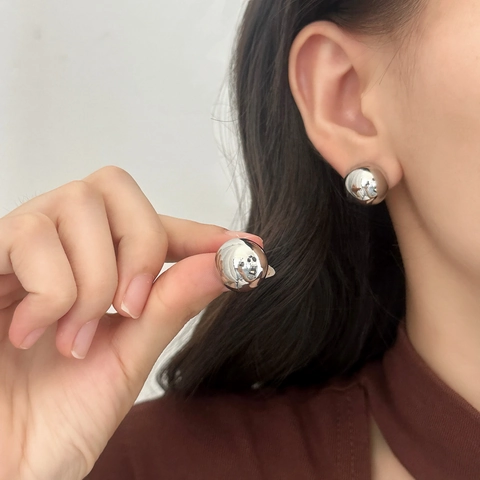 Ronde Bal Oorknoppen Gepolijst Koper Verguld Minimalistische Geometrische Sieraden Voor Dames Elegant
