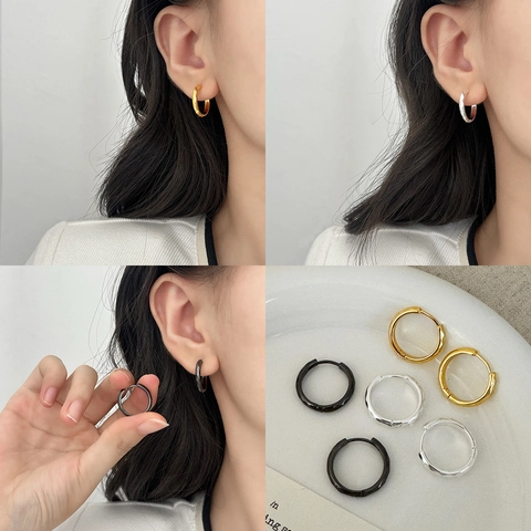 Gehamerde Koperen Oorringen 18K Verguld Eenvoudige Geometrische Stijl Veelzijdige Damessieraden Modeaccessoire