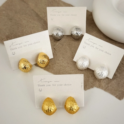 Pendientes De Botón Vintage Franceses Con Textura Martillada Irregular Y Poste De Plata De Ley 925 Para Mujeres