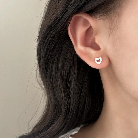 Orecchini A Lobo Cuore Rame Zircone Pavé Squisito Lusso Leggero Stile Dolce Per Donne