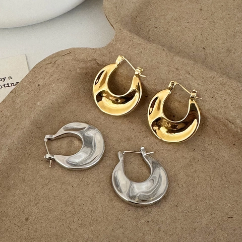 Orecchini A Cerchio In Rame Spessi A Forma Di U In Stile Vintage Francese Gioielli Geometrici Per Donne