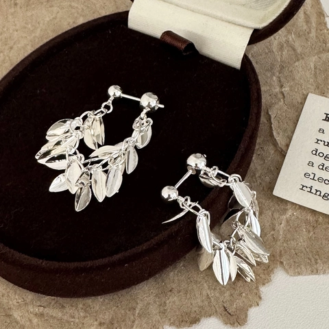 Elegante Lange Blatt Quaste Hängeohrringe Mit Kupfer Ohrstecker Minimalistischer Modeschmuck Für Damen