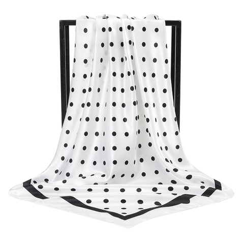Fashion Large Satin Square Scarf Women Silk Like Printed Decorative Head Neck Scarf For Bags Polka Dot Leopard Scarf