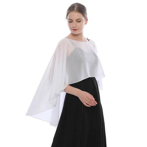 Women Chiffon Shawl Sheer Lightweight Capelet Bolero For Evening Dress Wedding Party Elegant Solid Color Accessory