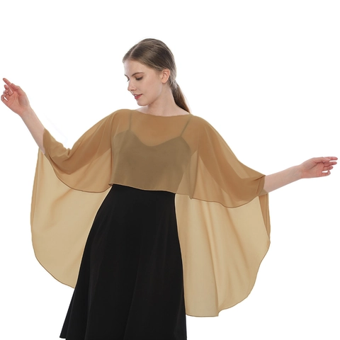 Women Chiffon Shawl Sheer Lightweight Capelet Bolero For Evening Dress Wedding Party Elegant Solid Color Accessory