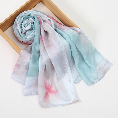 Femme Élégant Écharpe Voile Floral Impression Numérique Léger Protection Solaire Châle Plage Accessoires Hijab Voyage
