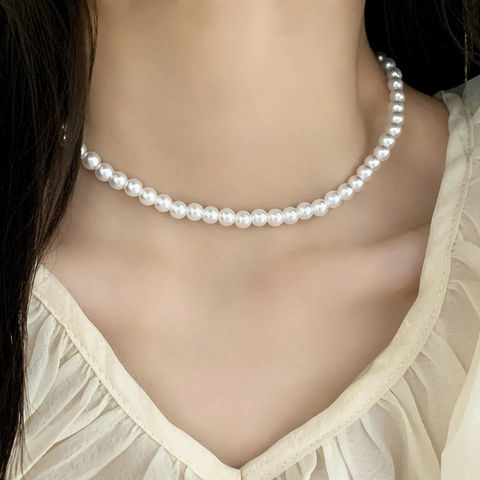 Zweilagige Halskette Elegante Imitation Künstliche Perle Kupferkette Bohnen Herz Anhänger Schmuck Geschenk Für Frauen Verstellbar