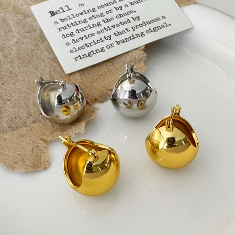 Kugel Creolen Kupfer Rund Geometrisch Hochglanz Spiegeloberfläche Minimalistisch Retro Schmuck Für Damen