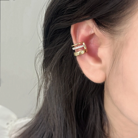Orecchini In Rame Senza Buco Ear Cuff A Più Strati Con Micro Zirconia Cubica Gioielli Geometrici Da Donna
