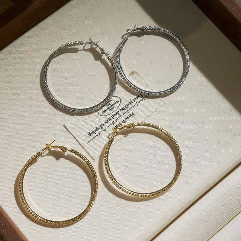Grote Hoop Oorbellen Pavé Cubic Zirconia Koper Zirkoon Mode Geometrisch Voor Vrouwen Elegant Luxe Hoogwaardig Fonkelend Ontwerp