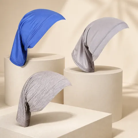 Women Modal Mercerized Cotton Hijab Undercap Tube Inner Hat Solid Color Elastic Breathable Muslim Headwear Cap Religious Accessories