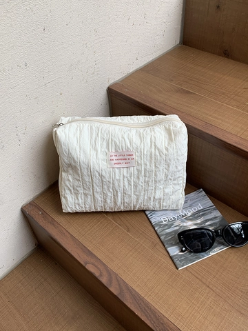 Plissierte Nylon Make-up-Tasche Große Kapazität Reisen Kosmetik Aufbewahrungstasche Creme Rosa Tragbare Toilettenartikel Damen