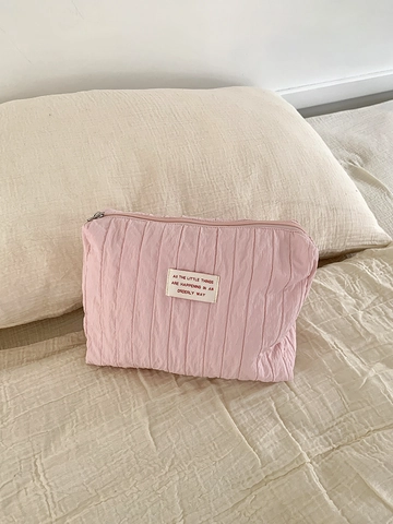 Plissierte Nylon Make-up-Tasche Große Kapazität Reisen Kosmetik Aufbewahrungstasche Creme Rosa Tragbare Toilettenartikel Damen