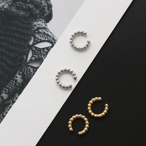Franse Minimalistische Beaded Ear Cuff Koper 18K Verguld Geometrische Oorklemmen Zonder Piercing Voor Dames Retro Sieraden