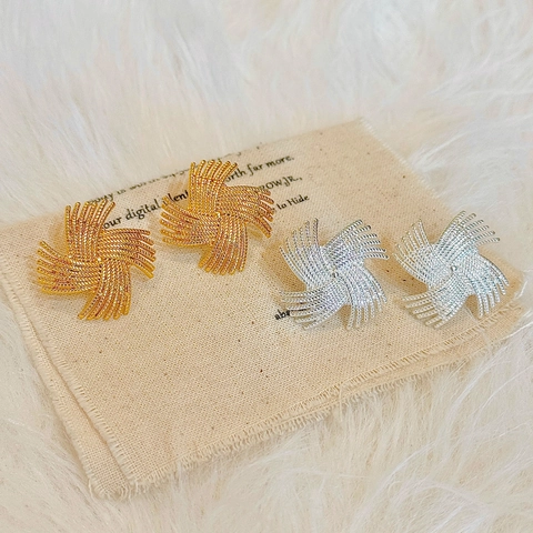 Vintage Windmühle Ohrstecker Gewebte Spirale Geometrische Kupfer Mit 925 Sterling Silber Ohrstecker Schmuck Für Damen