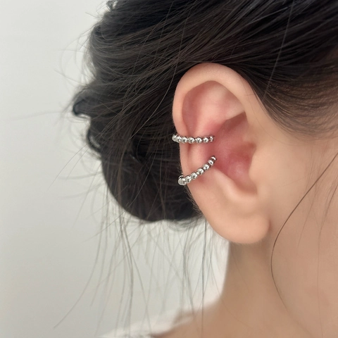 Minimalistische Kralen Ear Cuffs Voor Dames Koperen Kogelketting C-Vormige Oorbellen Zonder Piercing Verguld Verzilverd
