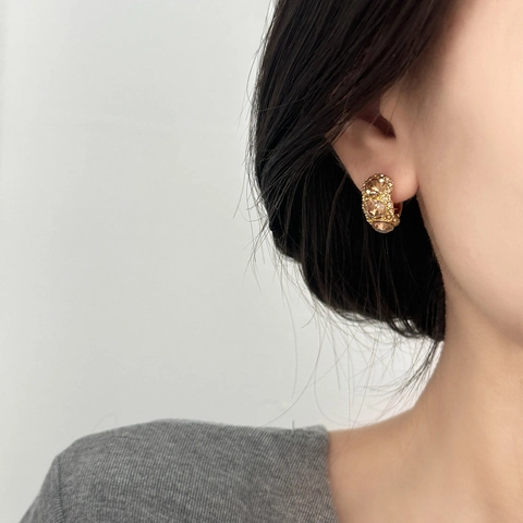 Pendientes Huggie Hoop De Circón Grande Cobre Chapado En Oro De 18K Geométricos Elegantes Joyas De Moda Para Mujer