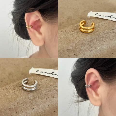 Ear Cuff A Doppio Coperchio In Rame A Forma Di C Senza Buco Gioielli Minimalisti Per Donna