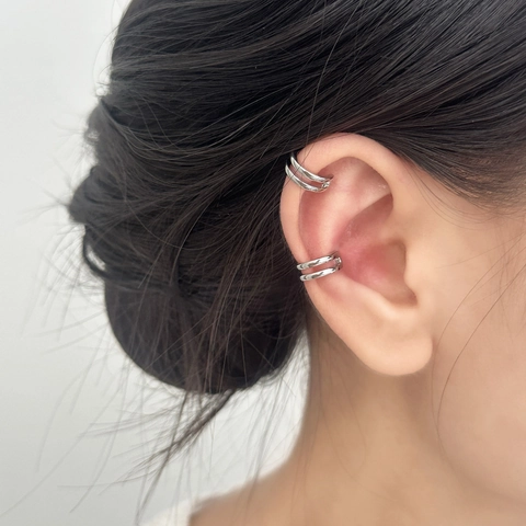 Ear Cuff A Doppio Coperchio In Rame A Forma Di C Senza Buco Gioielli Minimalisti Per Donna