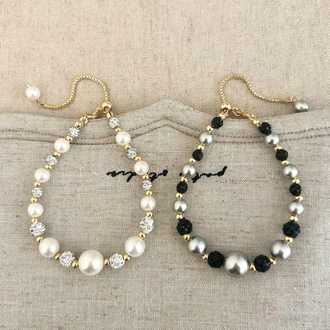 Bracciale Künstliche Perle Lusso Francese Rame Imitazione Perla Artificial Pavé Strass Sfera Shambhala Regolabile Bolo Chiusura Scorrevole Donna