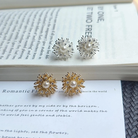 Orecchini A Lobo In Rame A Stella Con Perla Artificial Di Conchiglia E Zircone Gioielli Di Lusso Eleganti Per Donna