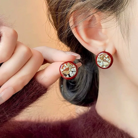 Schmetterling Runde Ohrstecker Mit 925 Sterling Silber Stecker Kupfer Zirkon Emaille Vintage Elegant Für Damen