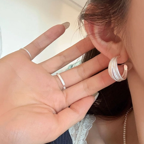 Orecchini A Cerchio A C Texture A Spirale Multistrato Metallo Rame Per Gioielli Alla Moda Da Donna